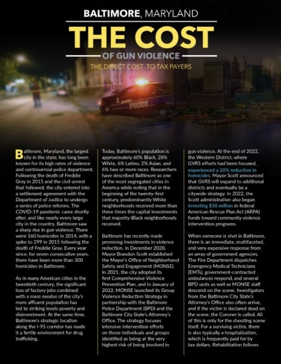 Thumbnail for Baltimore, MD: Cost of Gun Violence