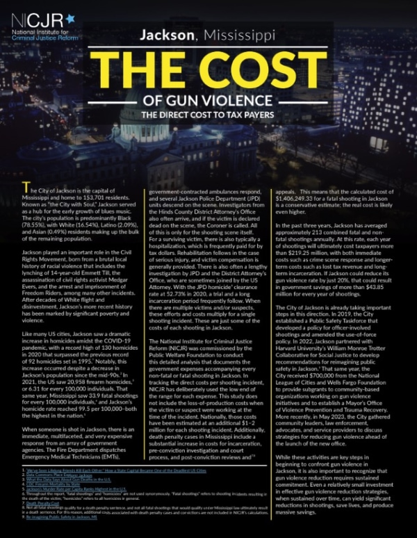 Banner Image of Jackson, MS: Cost of Gun Violence