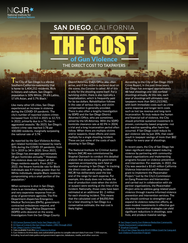 Banner Image of San Diego, CA: Cost of Gun Violence
