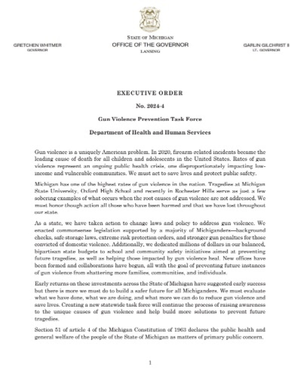 Banner Image of State of Michigan: Insitutionalization of Violence Prevention Office