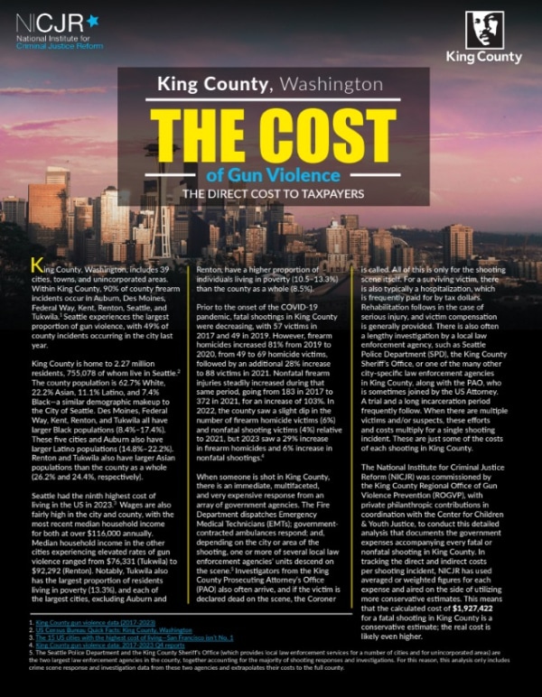 Banner Image of King County, WA: Cost of Gun Violence